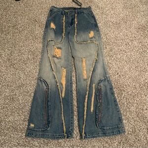 Current Mood Distressed Blue Wide Leg Jeans, Size Small, NWT